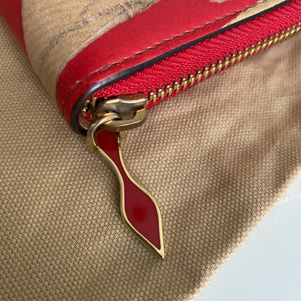 Christian Louboutin Red and Tan Artistic Wallet - Picture 5 of 16